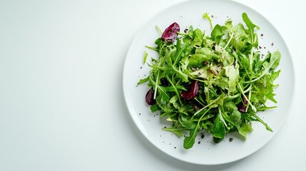 Fresh Leafy Salad on White Plate