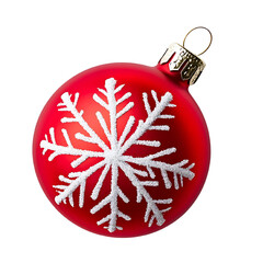 A red Christmas ornament with a white snowflake design, perfect for festive decor during the holiday season.