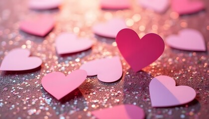 Fototapeta premium Glittering Hearts for Valentine Day Romantic Symbol of Love Cupid Tender Kisses and Hugs