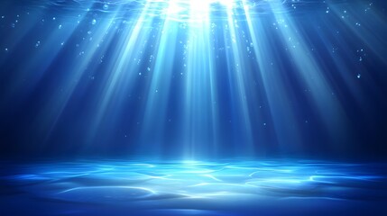 Fototapeta premium A serene underwater scene illuminated by beams of light, creating a tranquil atmosphere with shimmering water textures.