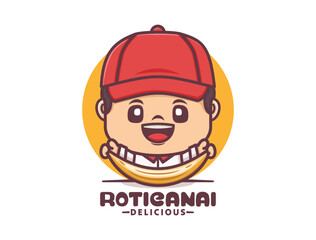 cute cartoon mascot design with roti canai
