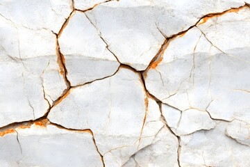 Fototapeta premium A close-up view of cracked and weathered white surface, highlighting intricate fissures and textures.