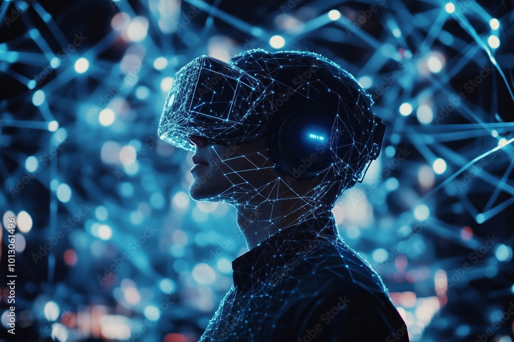 Poster exploring future innovation through virtual reality and digital technology in the metaverse