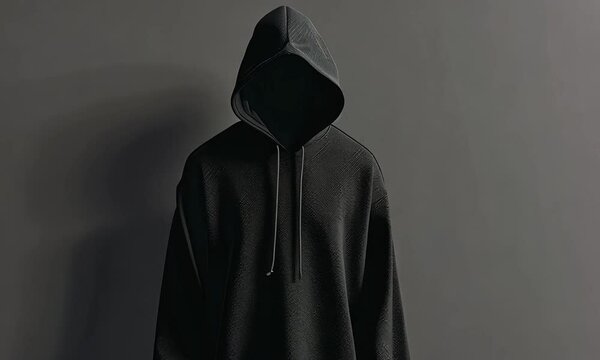 plain black hoodie jacket, suitable for mockup design needs