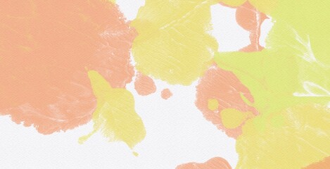 Orange paint texture grunge design art color splash abstract background on white paper water color