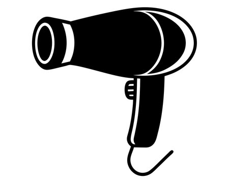 recommend clip art: Silhouette of hairdryer vector illustration black electronics product