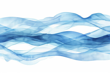 Fototapeta premium Abstract blue watercolor waves on white background.