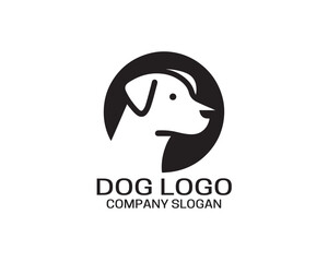 Dog logo design vector illustration. Black and white dog logo template