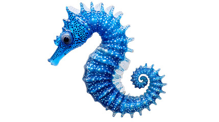 Fototapeta premium A vibrant blue seahorse beautifully isolated against a white background