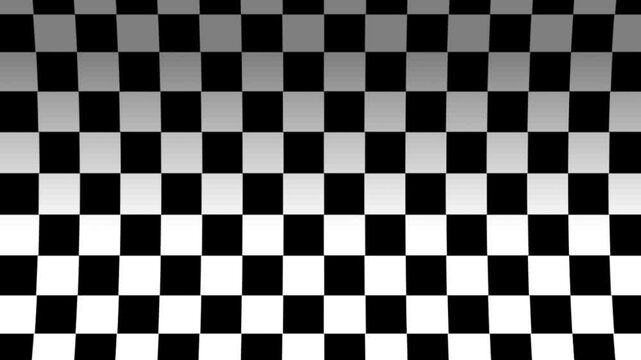 Abstract background dynamic chessboard with white and black squares. 4K