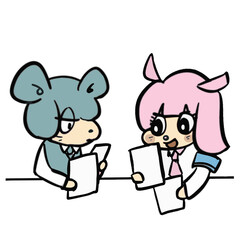 可愛いゆるキャラの表情豊かな手描きイラスト素材