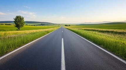 Fototapeta premium Peaceful Open Road Stretching Into The Horizon