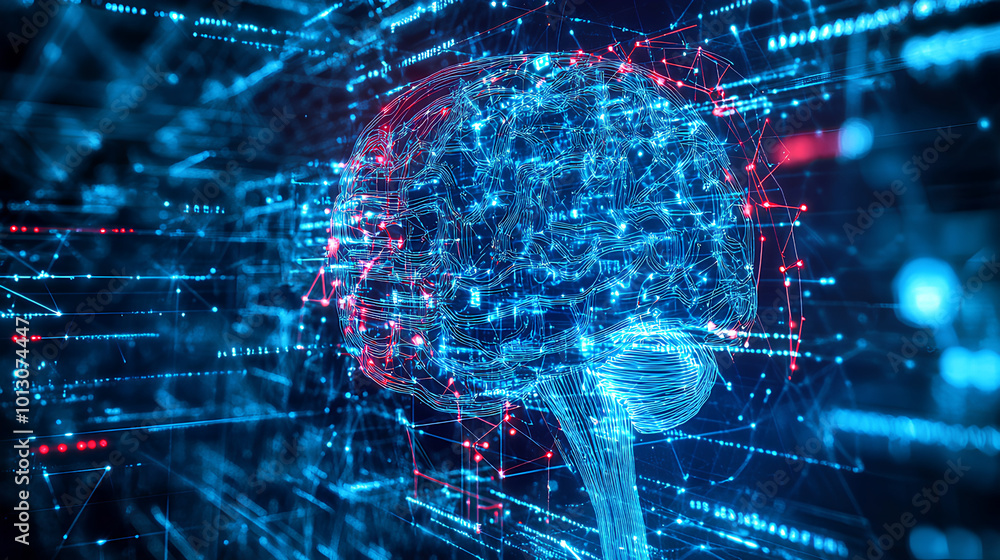 Poster digital background perfect for tech processes, neural networks, artificial intelligence, data transf