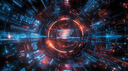 Obraz premium Digital background perfect for tech processes, neural networks, artificial intelligence, data transfer and encryption, digital archives, sound and graphic presentations, science, education, etc