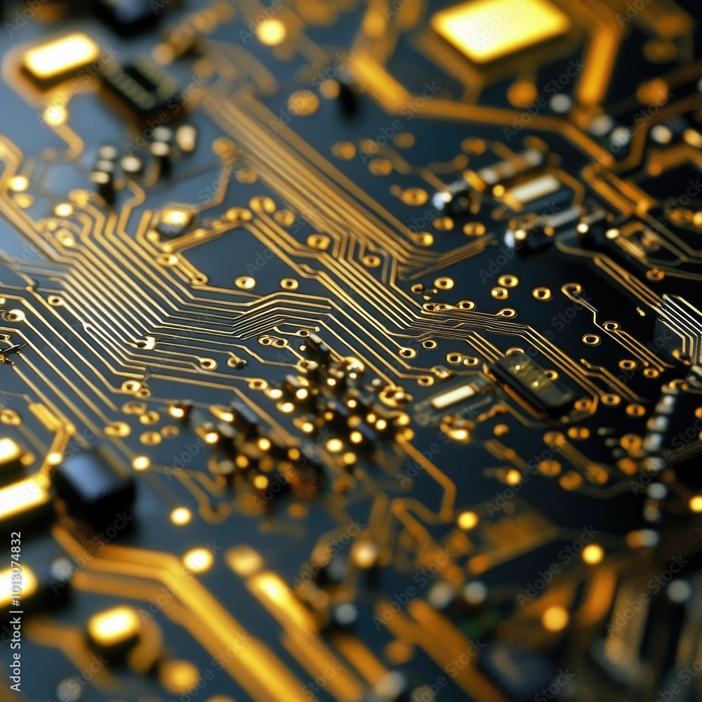 Poster close-up of micro circuit with precision tech design