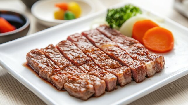 Freshly Grilled Beef Karubi with Vegetables