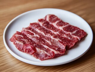 Obraz premium Thinly Sliced Australian Brisket on a Plate