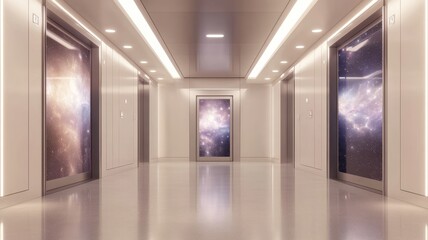 Modern black and classic Elevator doors of office or hotel hallway, Lobby interior, corridor in house with lift,Black elegant lift for passenger or cargo elevators,copy space.