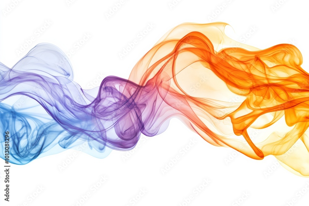 Aufkleber colorful abstract smoke waves flowing gracefully on a white background, creating a sense of movement