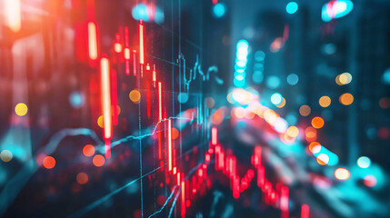 financial crisis red falling chart on the stock exchange falling stocks abstract background