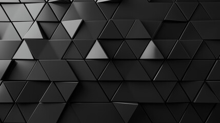 Polished, Semigloss Wall background with tiles. Triangular, tile Wallpaper with 3D, Black blocks. 3D Render
