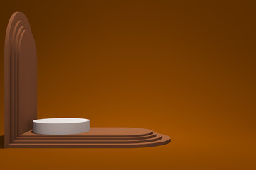 3d render of minimal design cylinder podium product mock up on white background. Set 36