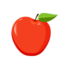 Realistic red apple isolated on white background. Vector illustration.