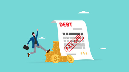 pay off debt, responsibility to pay debtor, pay off business debt, deficit or borrowing due, Debt Payment Receipt, proof of debt repayment, successfully businessman paid off his business debts