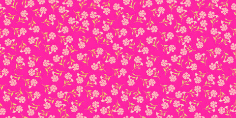 Seamless Light Pink Floral Pattern with Pink Background