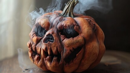Obraz premium Smoking Halloween Pumpkin