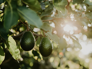 Avocado on a tree branch