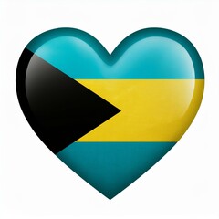 Fototapeta premium バハマの国旗のハート(Heart of Bahamas flag on white.) 