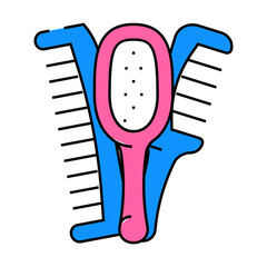hairbrushes tool for hair line icon vector. hairbrushes tool for hair sign. isolated symbol illustration