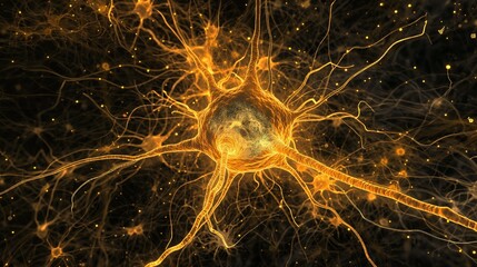 microscopic view of a neuron, revealing the complex network of dendrites