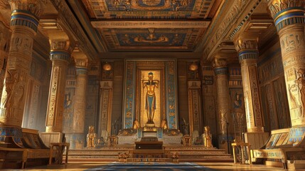 Obraz premium Ornate Egyptian temple interior with golden decorations.