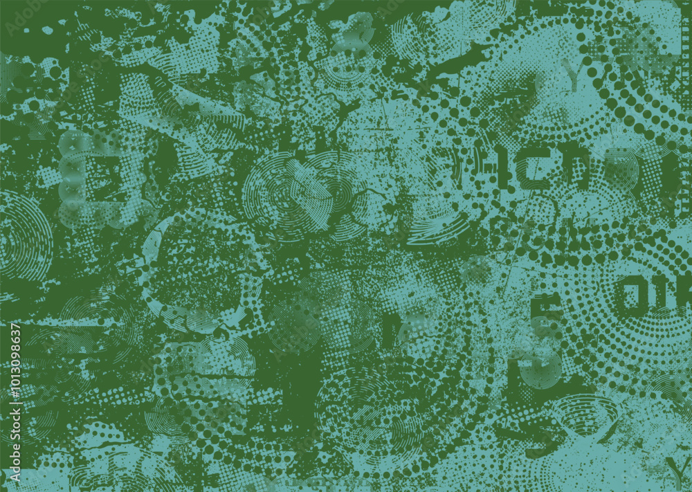Aufkleber Background with glitch distorted grunge textures . grunge background texture with halftone dots, glitched shapes, textures and lines .Screen print vector background with grunge textured surface.