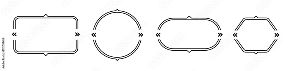 Poster black set of quote frame without text. oval communication borders for definition and citation outlin