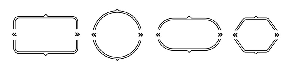 Obraz premium Black set of quote frame without text. Oval communication borders for definition and citation outline.
