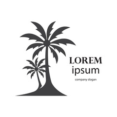 logo design of the sun shining in the gap of a palm tree