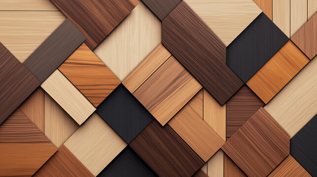 Seamless pattern of wooden panels arranged in geometric design for natural texture background