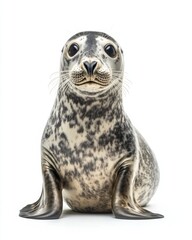 Fototapeta premium the Seals, portrait view, white copy space on right, Isolated on white Background