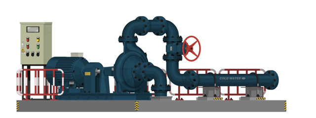 Isolated pump system on white background