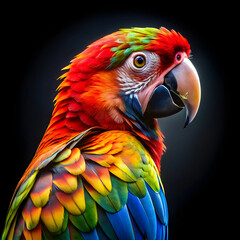 Obraz premium a colorful parrot with a black background