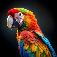 Obraz premium a colorful parrot with a black background