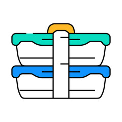 double lunchbox line icon vector. double lunchbox sign. isolated symbol illustration