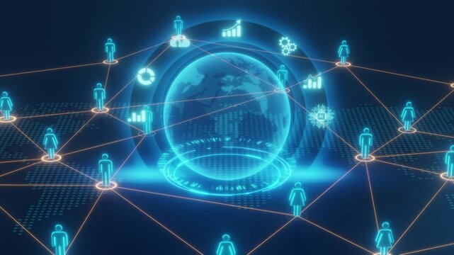 Digital network connecting people globally, representing customer relationships and business collaboration