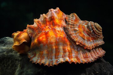 Mystic portrait of Crassostrea gigas, copy space on right side, Close-up View, isolated on black background