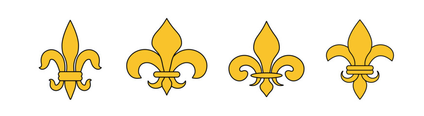 Yellow heraldic french lily. Medieval heraldic flower. Golden Fleur de lis symbol. Luxury dynasty emblem. © Богдан Скрипник