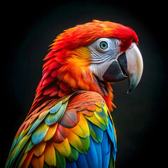 Obraz premium a colorful parrot with a black background