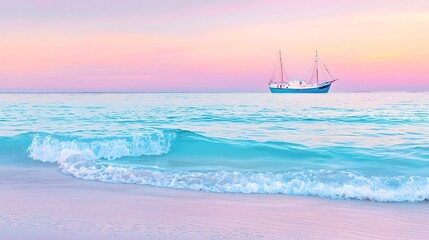 Obraz premium Sailboat Sunset Beach